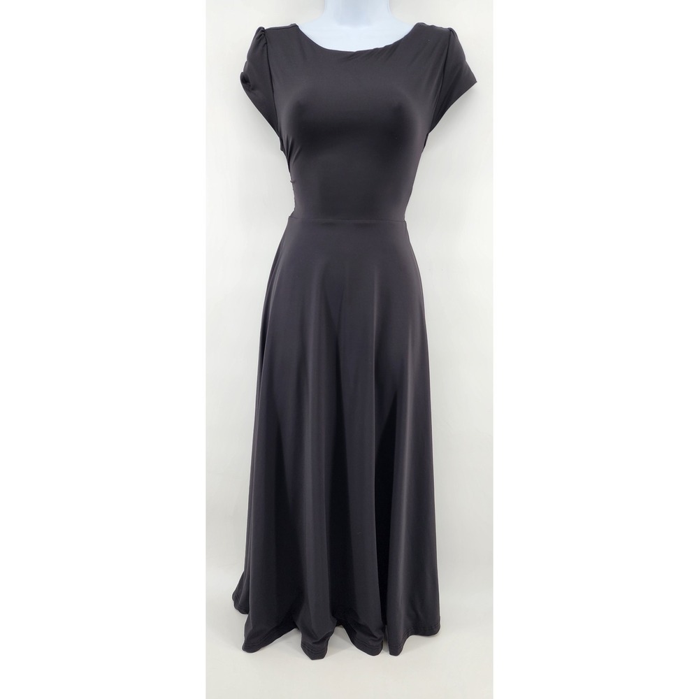 Black Cap Sleeve Corset Back Maxi Dress Size M